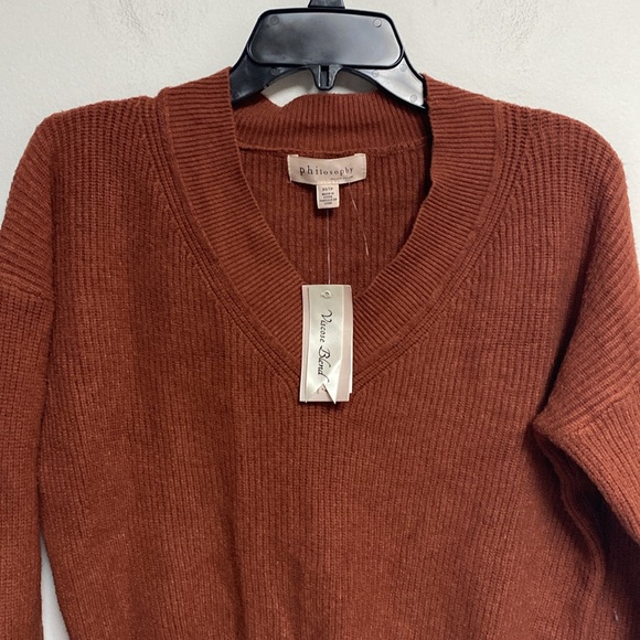 Philosophy Viscose Blend Women’s V Neck Sweater Canyon Clay Size XS/TP - Picture 2 of 5